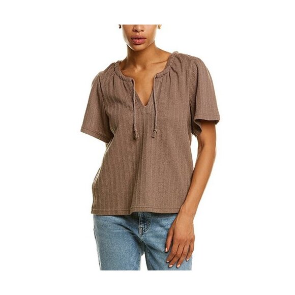 NWT Madewell boho top with front tie, brown, XXS - Picture 1 of 5